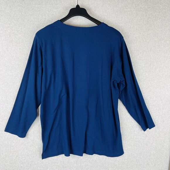 Kavio Designs Womans 2X Plus Blouse Embroidered Birds Blue Top Long Sleeve VTG - Picture 7 of 9